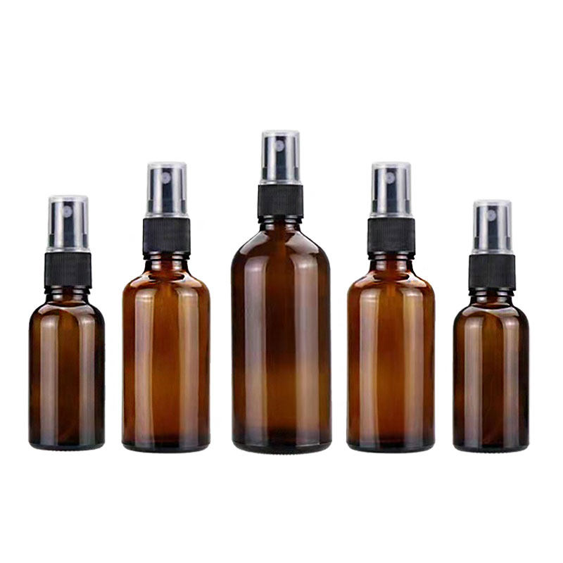 茶色精油瓶 5ml-100ml医用玻璃喷雾瓶带盖遮光棕色化妆品分装瓶