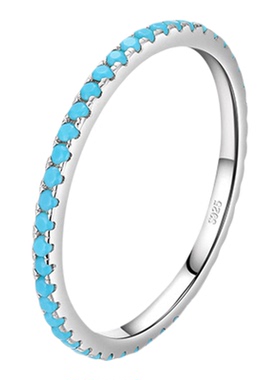 S925银戒指女小众设计合成绿松石