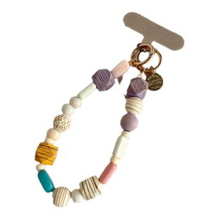 艺术高级感手机链几何不规则木质珠手链挂绳高端挂件串珠手腕配件女挂链复古腕带链条包包车钥匙扣耳机垫片壳