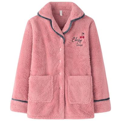 冬季睡衣女单件上衣珊瑚加厚绒