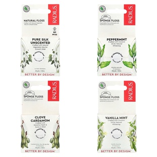 美国RADIUS全天然丝绵牙线口腔护理去残渣清洁力强不伤牙龈30米