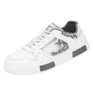 男鞋夏季透气薄款网面运动厚底特大码454647小白板鞋休闲防臭网鞋