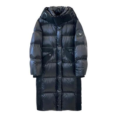 黑金鹅绒中长款羽绒服女