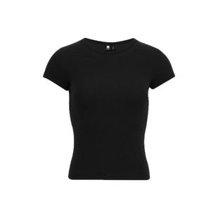 Oneup条纹弹力透气短袖2025春夏休闲运动修身白色短T恤衫显瘦女款