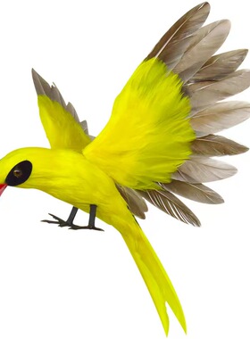 仿真黄鹂鸟羽毛摆件园林摄影装饰