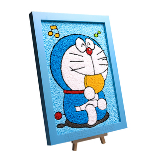 非遗纸浆画手工diy数字油画卡通哆啦A梦机器猫生日礼物填色画Ins