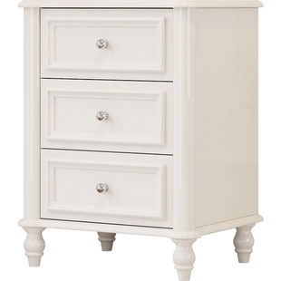 实木烤漆床头柜法式奶油风小型卧室床边柜轻奢高级感卧室床头斗柜