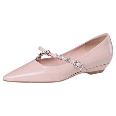 星期六尖头浅口单鞋女真皮水钻