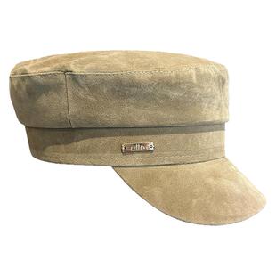 红色帽子女款2025新款秋冬季时尚百搭麂皮绒平顶帽户外休闲鸭舌帽