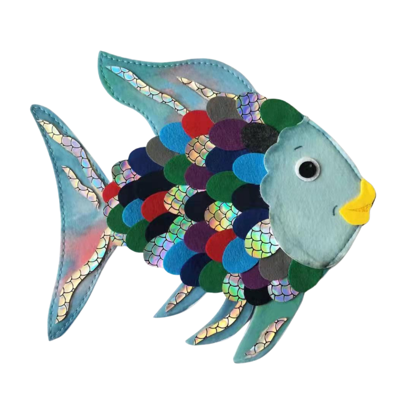 彩虹鱼The Rainbow Fish 毛毡布手偶教具 - 白底图