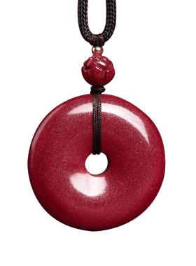 万山朱砂官方旗舰店正品平安扣吊坠马年女项链本命年男士挂件红绳