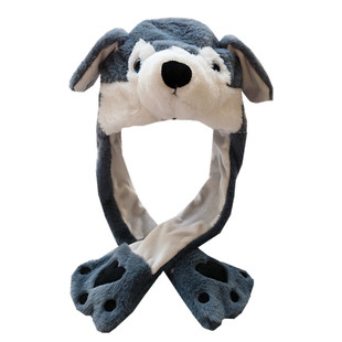 【跨境】哈士奇耳朵会动发光狗头帽子二哈搞怪KTV酒吧潮网红兔帽