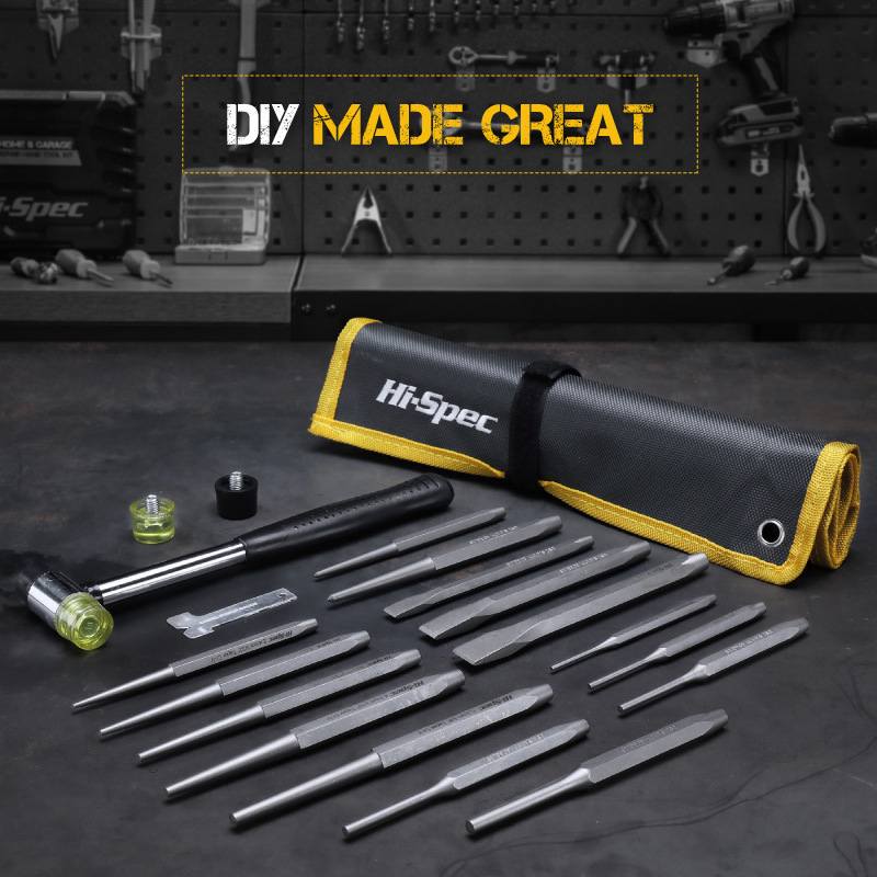 Hi-Spec19件套钉子冲凿子组圆锥凿套冲子圆柱/锥形//冲冲冲冲