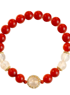 南红玛瑙手串高级感白水晶手链