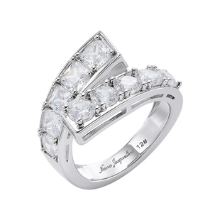 NanaJacqueline新款Satin Shadows圆钻搭方钻交叉立体开口戒指女