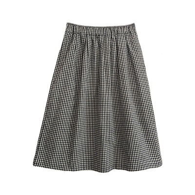 2026新款女装纯棉格子半身裙夏季a字中长款半裙显瘦百搭半身长裙