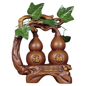 实木精雕葫芦招财镇宅摆件