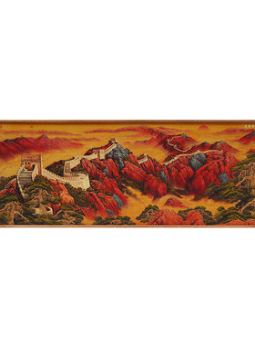 铜制桌面摆件中式长城山景图