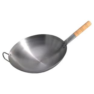 无涂层铁锅老式家用商用炒菜锅不粘锅煤气燃气灶用熟铁炒锅超薄轻