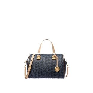 【两件折上折】MICHAEL KORS MK Grayson 女士中号链条老花圆桶包