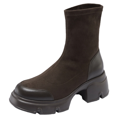 莱尔斯丹时尚粗跟厚底瘦瘦靴子女