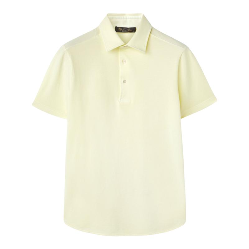 Loro Piana/诺悠翩雅男装柔和柠檬黄棉质短袖运动休闲Polo衫