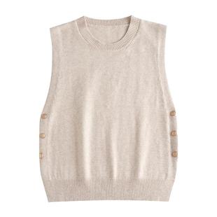 马甲女款2025新款春秋宽松外穿针织背心毛衣外套坎肩秋冬纽扣马夹