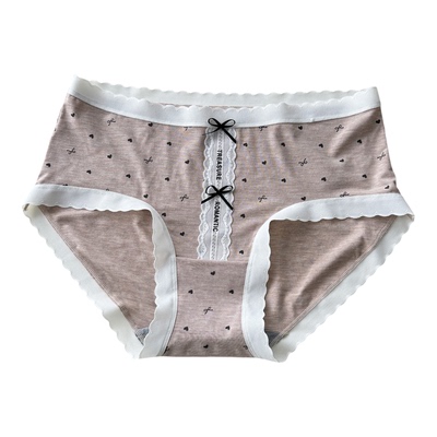 韩系少女~彩田内裤女莫代尔中腰三角裤蕾丝性感蝴蝶结10A抗菌柔软