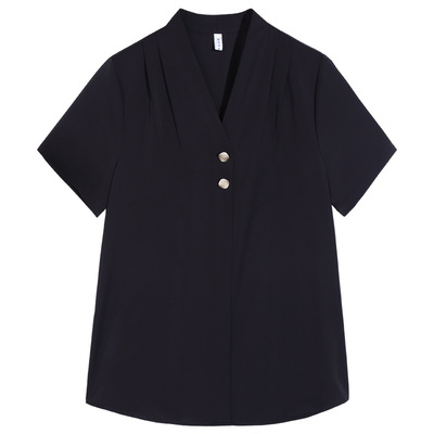 璐丝百丽v领职业有垂感雪纺衬衫