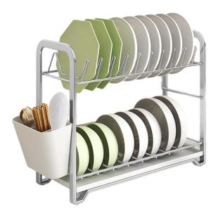 护家沥水碗盘架不锈钢小型双层碗架厨房置物架放碗碟子盘子收纳架