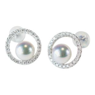 m家款Akoya海水珍珠项链耳钉套装袁泉小姨子同款钻石耳钉气质