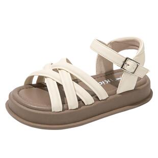 红蜻蜓黑色女童鞋子儿童凉鞋夏季夏款女孩公主2025新款罗马中大童