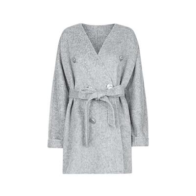 sdeerOL风V领收腰双面呢短款大衣