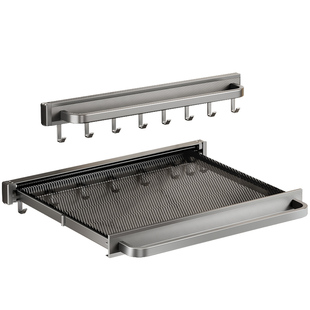 浴室隐形伸缩毛巾架卫生间壁挂免打孔毛巾浴巾挂架厕所折叠置物架