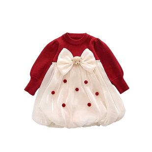 女宝宝连衣裙公主裙子婴儿周岁礼服拜年服女童新年公主裙春装童装