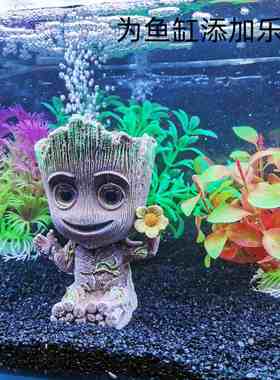 鱼缸造景装饰品气泡石小树鲁摆件布景公仔水族箱特格护卫队银河人