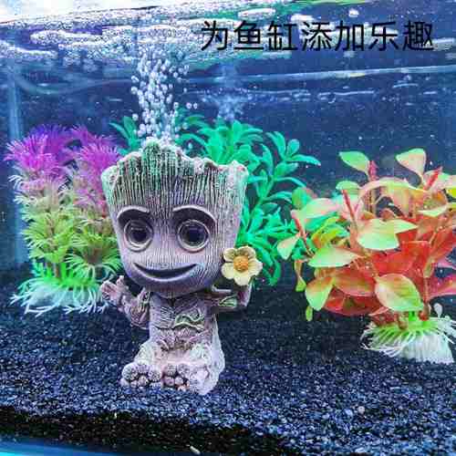 鱼缸造景装饰品气泡石小树鲁摆件布景公仔水族箱特格护卫队银河人