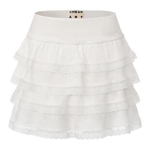 cheap art label松紧腰层叠荷叶边迷你短裙半身裙带打底裤女26SS