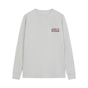 BIPOLAR立体绣华夫格长袖T恤刺绣款简约纯色休闲圆领打底上衣男女