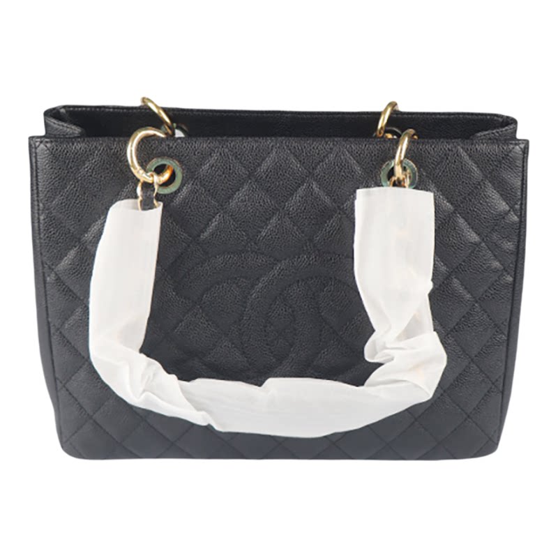 【自营】中古95新CHANEL(香奈儿)GST黑色荔枝皮中号单肩包