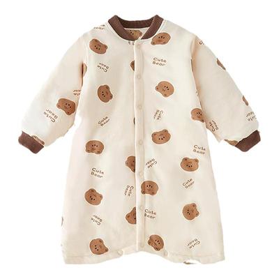 儿童睡袍秋冬季夹棉防踢