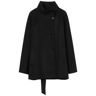 【羊毛羊绒】LANCY/朗姿2025冬新款双面呢优雅立领系带收腰大衣女