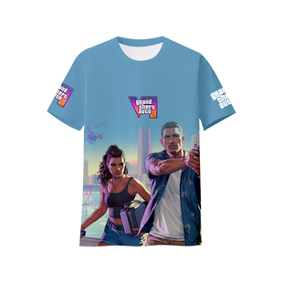 GTA6游戏周边衣服R星侠盗猎车手周边冰丝速干短袖T恤衫男女薄半袖