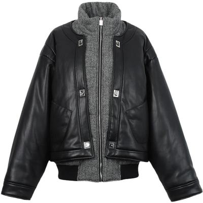 CALVINLUO马甲两件套廓形PU棉服