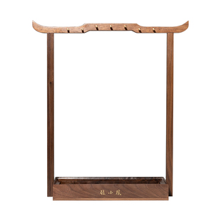 张小凤 笔架黑胡桃笔挂毛笔收纳书法挂架毛笔架笔搁架子胡桃木摆件简约复古新中式实木高级轻奢桌面文房四宝