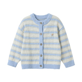 【新品】papa爬爬春季儿童毛衣男女童条纹毛织外套精致时髦百搭