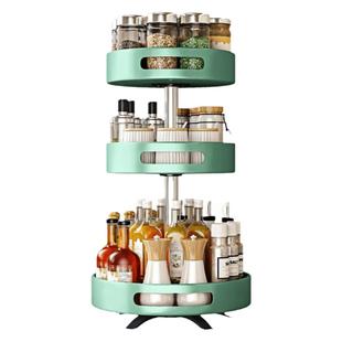 厨房可旋转调料品置物架台面圆形多功能多层油盐酱醋调味品置物架