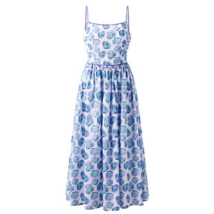 【断码清仓】Ching's  中古裙印花连衣裙 高腰大摆裙露背吊带裙