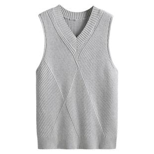 简爱AJ优质春新款女装针织马甲纯棉针织毛衣背心修身气质百搭无袖