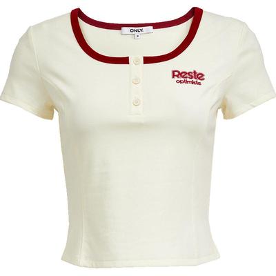 ONLY正肩修身撞色圆领修身T恤